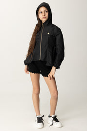 Elisabetta Franchi Bambina Giubbotto In Nylon con Cappuccio EFGB1260NY167 NERO