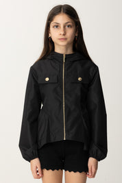 Elisabetta Franchi Bambina Giubbotto In Nylon con Cappuccio EFGB1260NY167 NERO