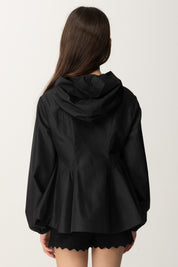 Elisabetta Franchi Bambina Giubbotto In Nylon con Cappuccio EFGB1260NY167 NERO