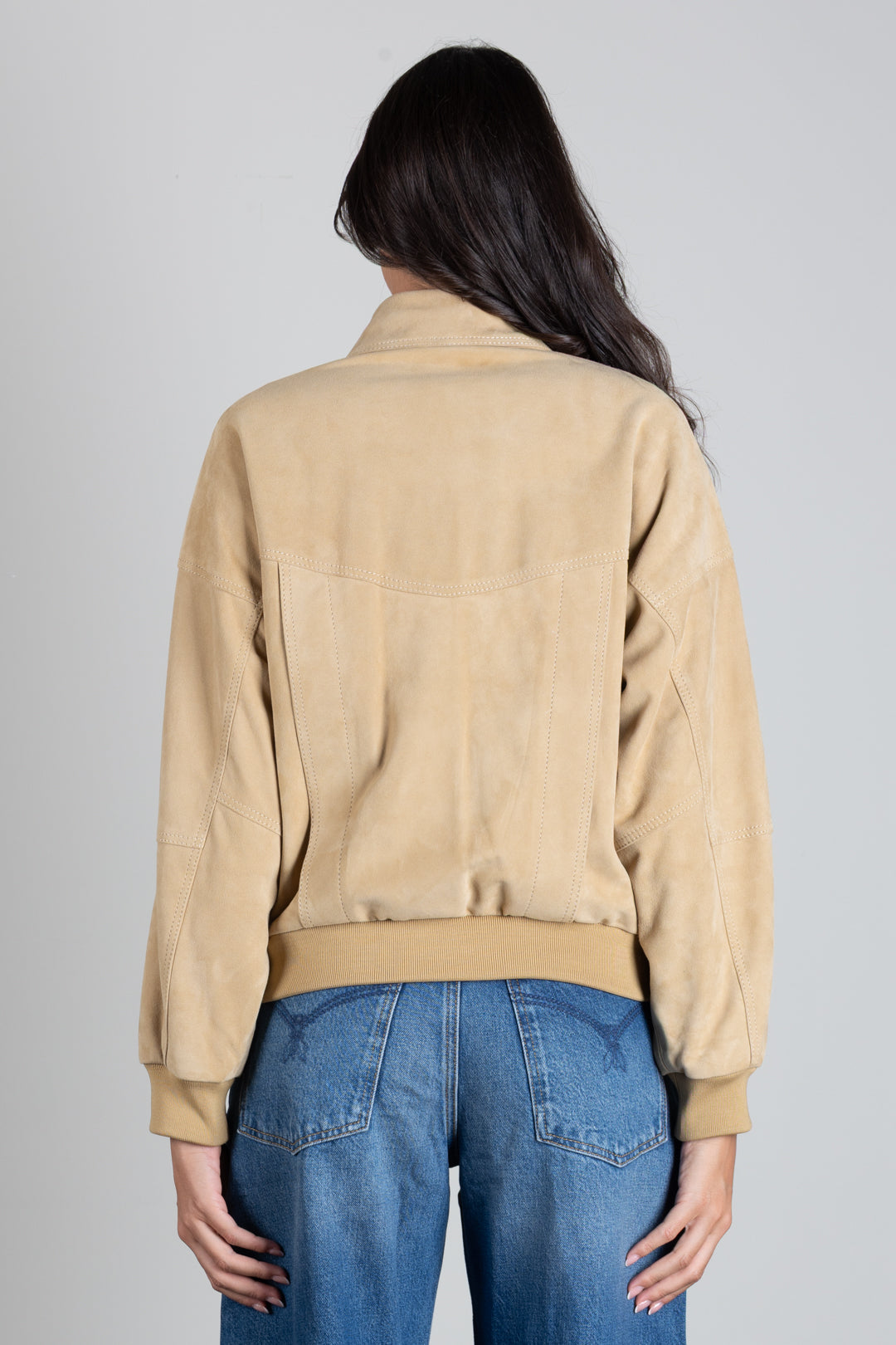 Patrizia Pepe Giubbotto In Pelle Scamosciata con Dettagli Zip 8O0149 L0003 ANOMALY BEIGE