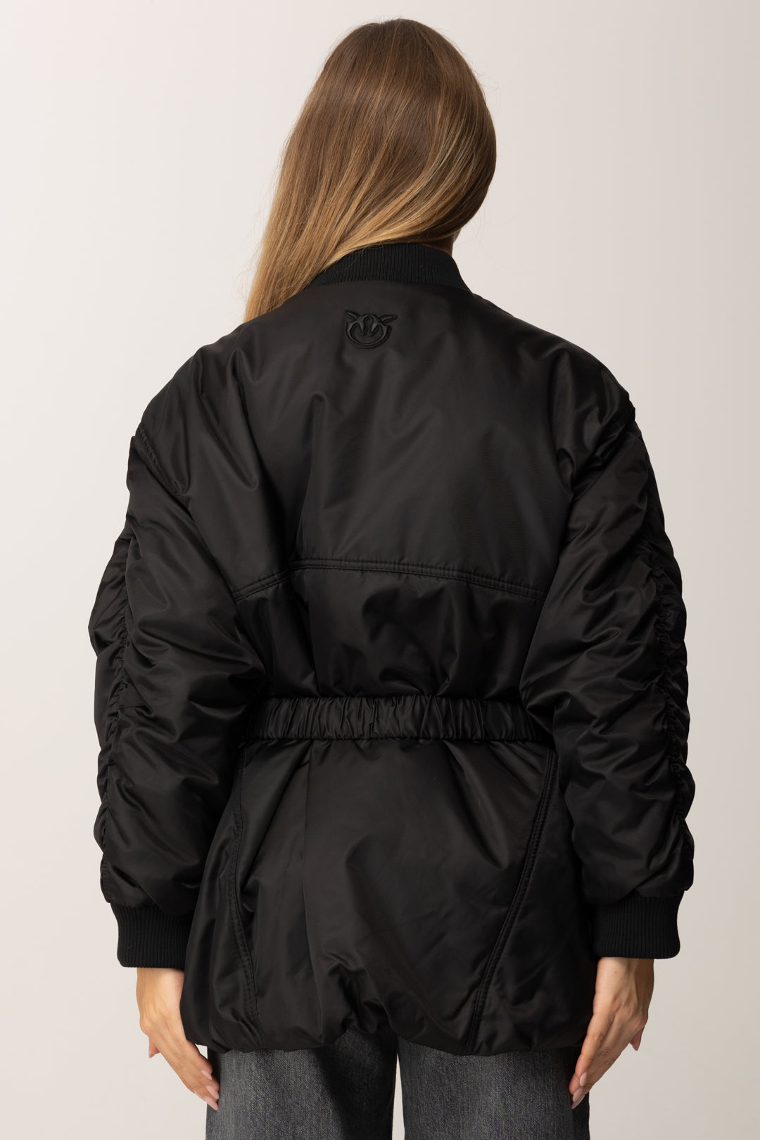 Pinko Giubbotto In Satin Tecnico con Cintura NERO LIMOUSINE