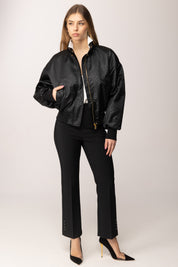 Elisabetta Franchi Giubbotto In Taffettà con Stampa 3d Effetto Struzzo GB06D63E2 NERO