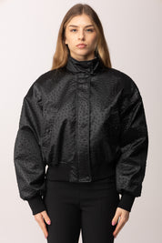 Elisabetta Franchi Giubbotto In Taffettà con Stampa 3d Effetto Struzzo GB06D63E2 NERO