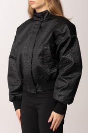 Elisabetta Franchi Giubbotto In Taffettà con Stampa 3d Effetto Struzzo GB06D63E2 NERO