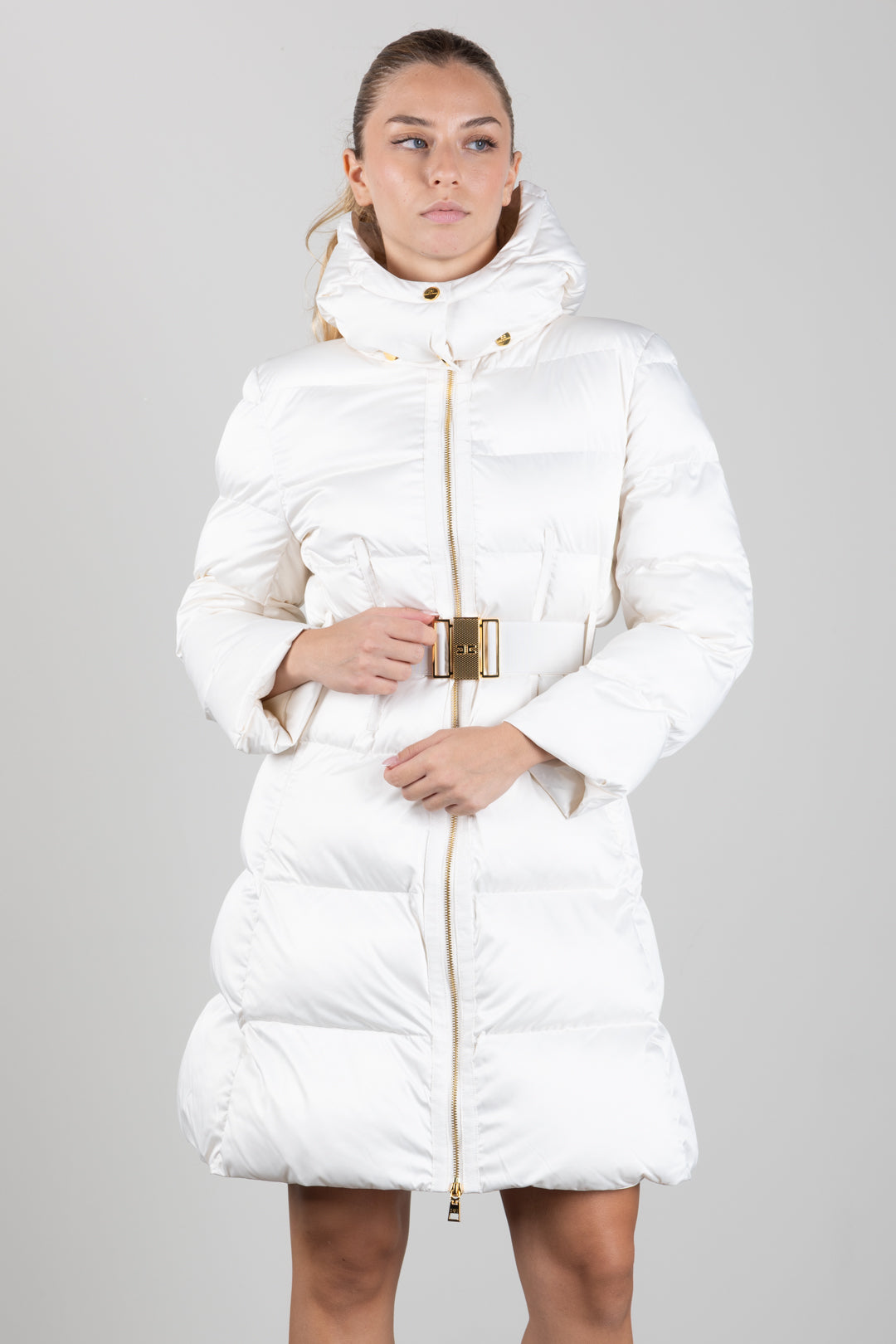 Elisabetta Franchi Bambina Giubbotto Lungo In Vela Satin con Cintura EFGB140CNY042.0067