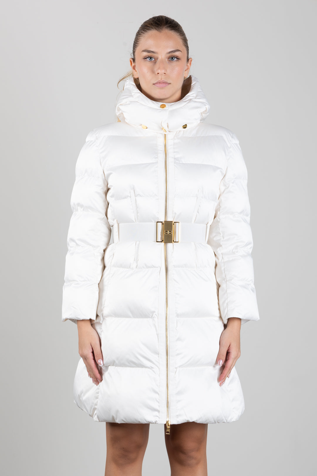 Elisabetta Franchi Bambina Giubbotto Lungo In Vela Satin con Cintura EFGB140CNY042.0067