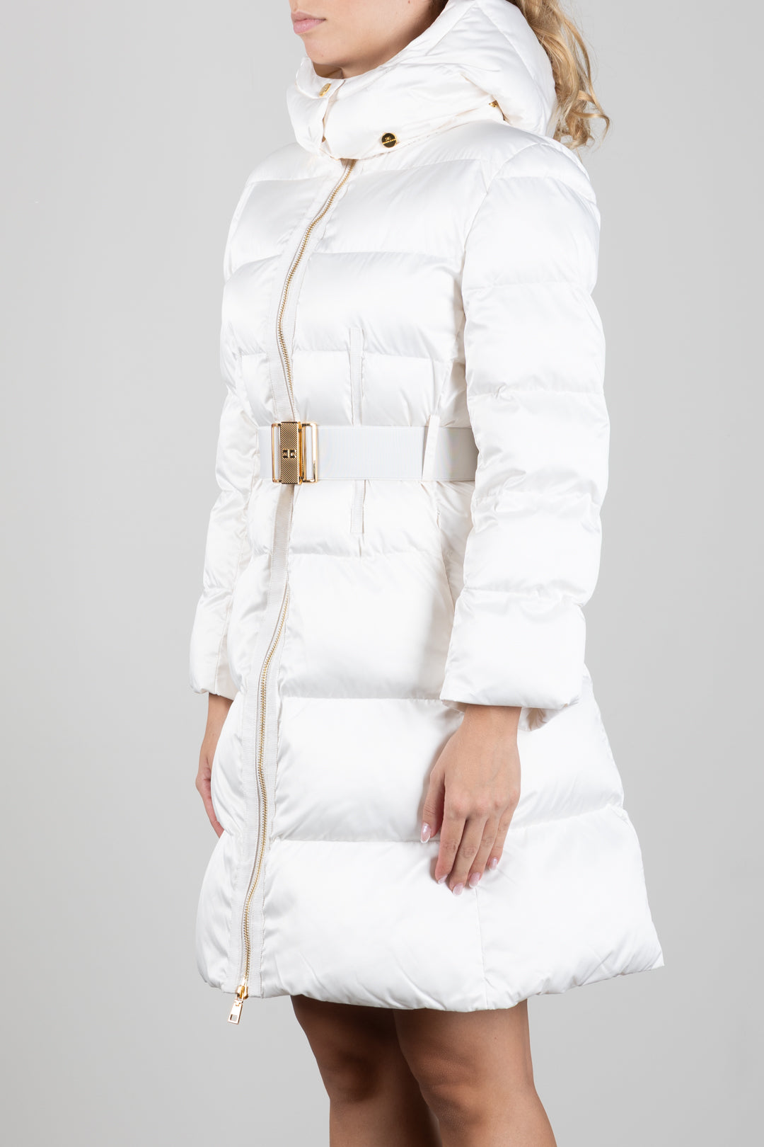Elisabetta Franchi Bambina Giubbotto Lungo In Vela Satin con Cintura EFGB140CNY042.0067