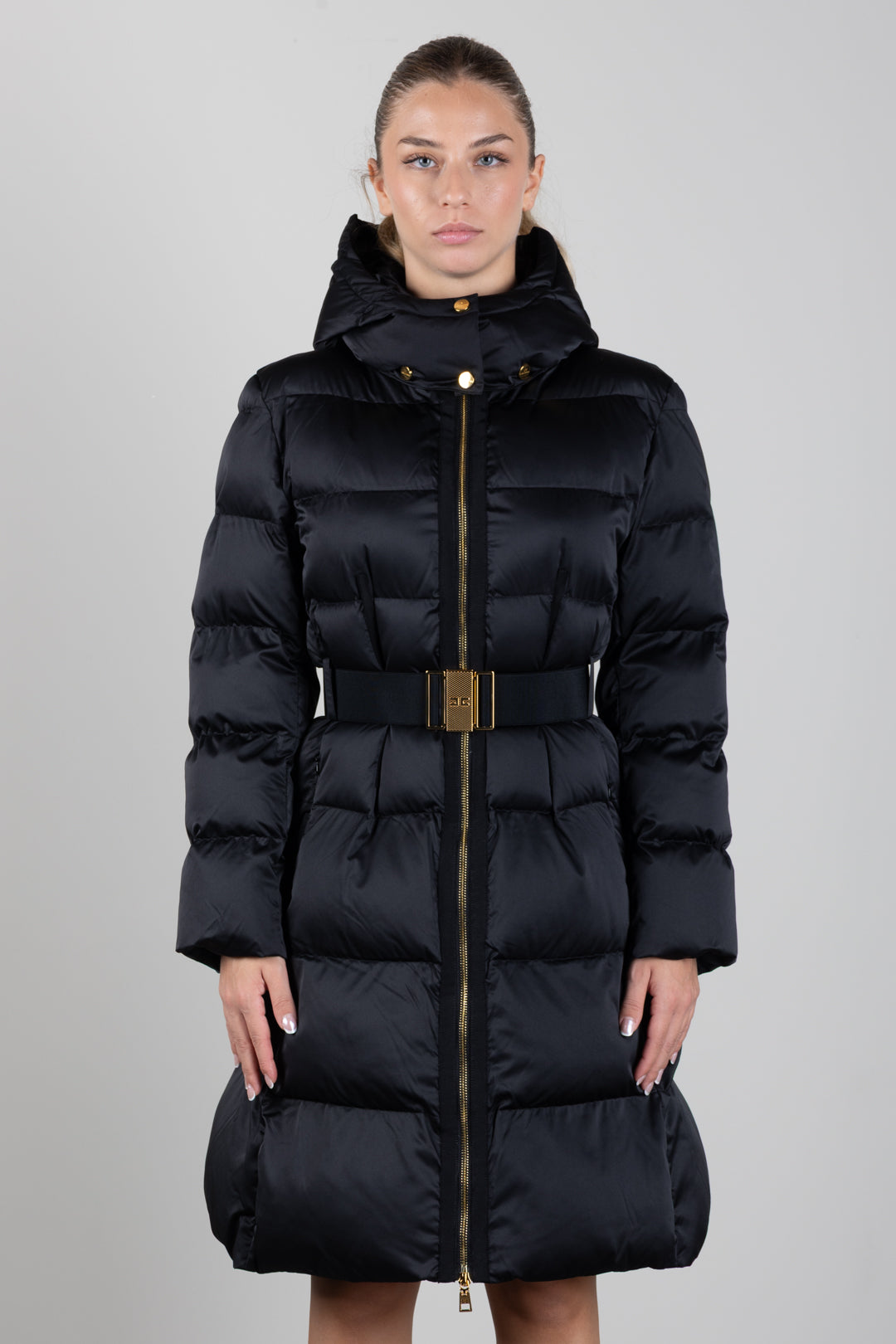 Elisabetta Franchi Bambina Giubbotto Lungo In Vela Satin con Cintura EFGB140CNY042.N000