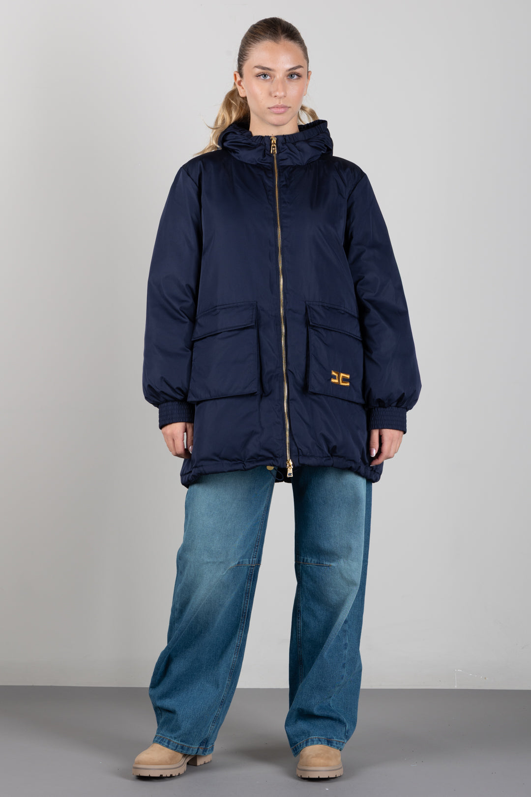 Elisabetta Franchi Bambina Giubbotto Parka con Cappuccio e Maxi Tasche EFGB143CNY043.4062
