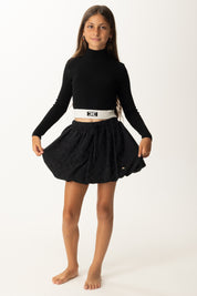 Elisabetta Franchi Bambina Gonna a Palloncino In Satin con Coulisse EFGO1920RA025 NERO