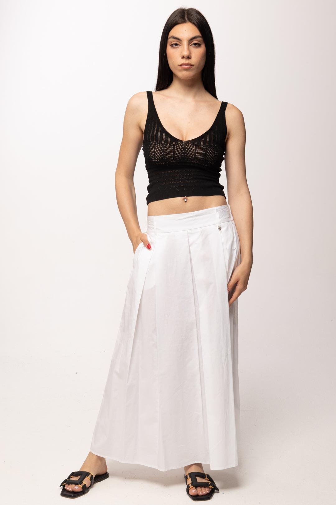 Aniye By Gonna a Pieghe Cora Taglio Midi 185303 BLANC :PE26