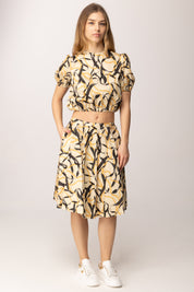 Elisabetta Franchi Bambina Gonna a Ruota In Cotone con Stampa Nastri EFGO2170TVE01.D999