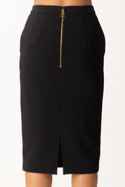 Elisabetta Franchi Gonna a Tubino con Logo Gioiello GO13756E2 NERO