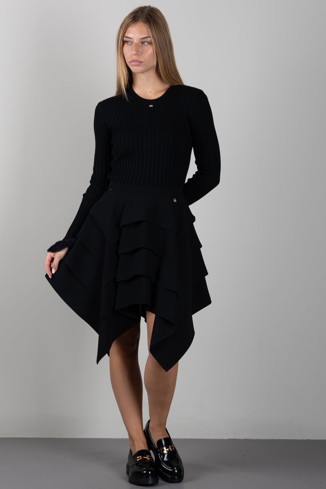 Elisabetta Franchi Bambina Gonna Asimmetrica con Balze EFGO2340GA022.N000