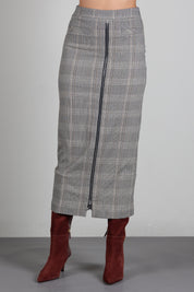 Patrizia Pepe Gonna Check con Zip e Doppio Strato 8G0050 C8003 BROWN CHECK