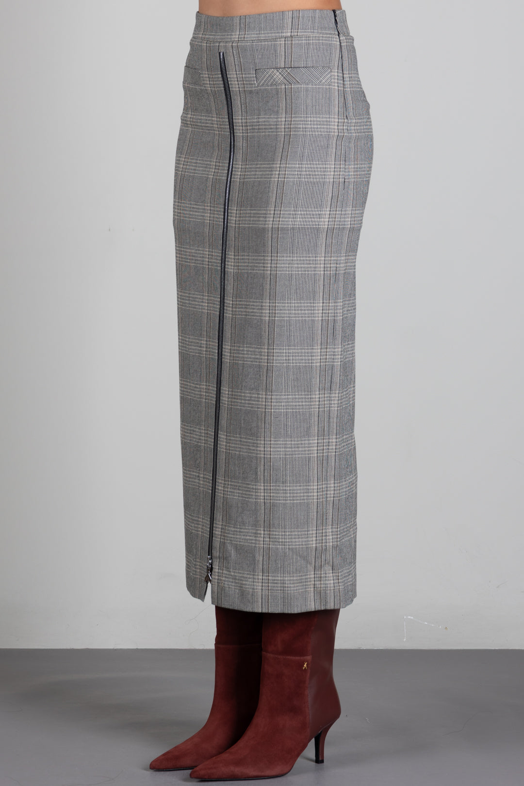 Patrizia Pepe Gonna Check con Zip e Doppio Strato 8G0050 C8003 BROWN CHECK