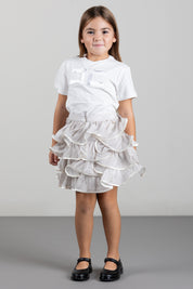 Elisabetta Franchi Bambina Gonna con Balze e Profili In Raso EFGO2440VIE01.0015