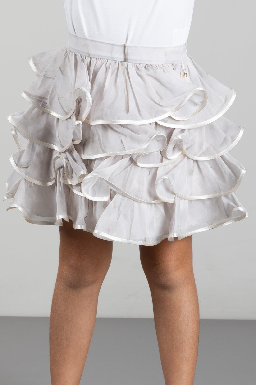 Elisabetta Franchi Bambina Gonna con Balze e Profili In Raso EFGO2440VIE01.0015
