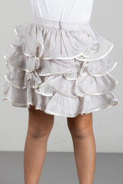 Elisabetta Franchi Bambina Gonna con Balze e Profili In Raso EFGO2440VIE01.0015