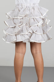 Elisabetta Franchi Bambina Gonna con Balze e Profili In Raso EFGO2440VIE01.0015