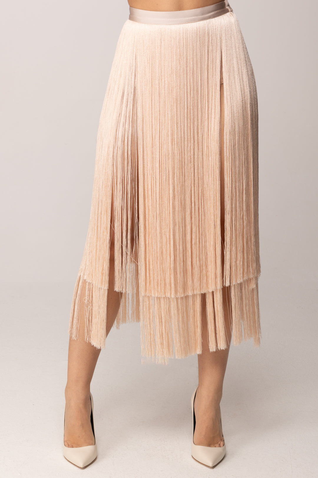 Elisabetta Franchi Gonna con Frange Lunghe GO19663E2 NUDE