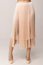 Elisabetta Franchi Gonna con Frange Lunghe GO19663E2 NUDE