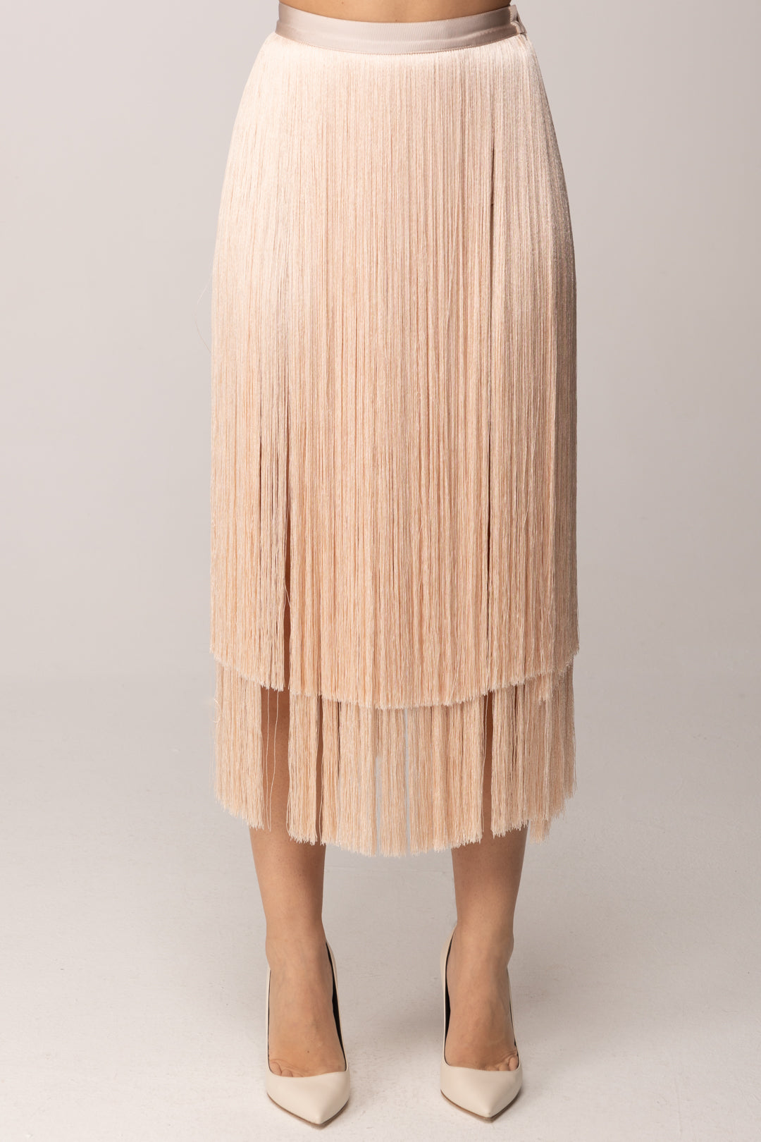 Elisabetta Franchi Gonna con Frange Lunghe GO19663E2 NUDE