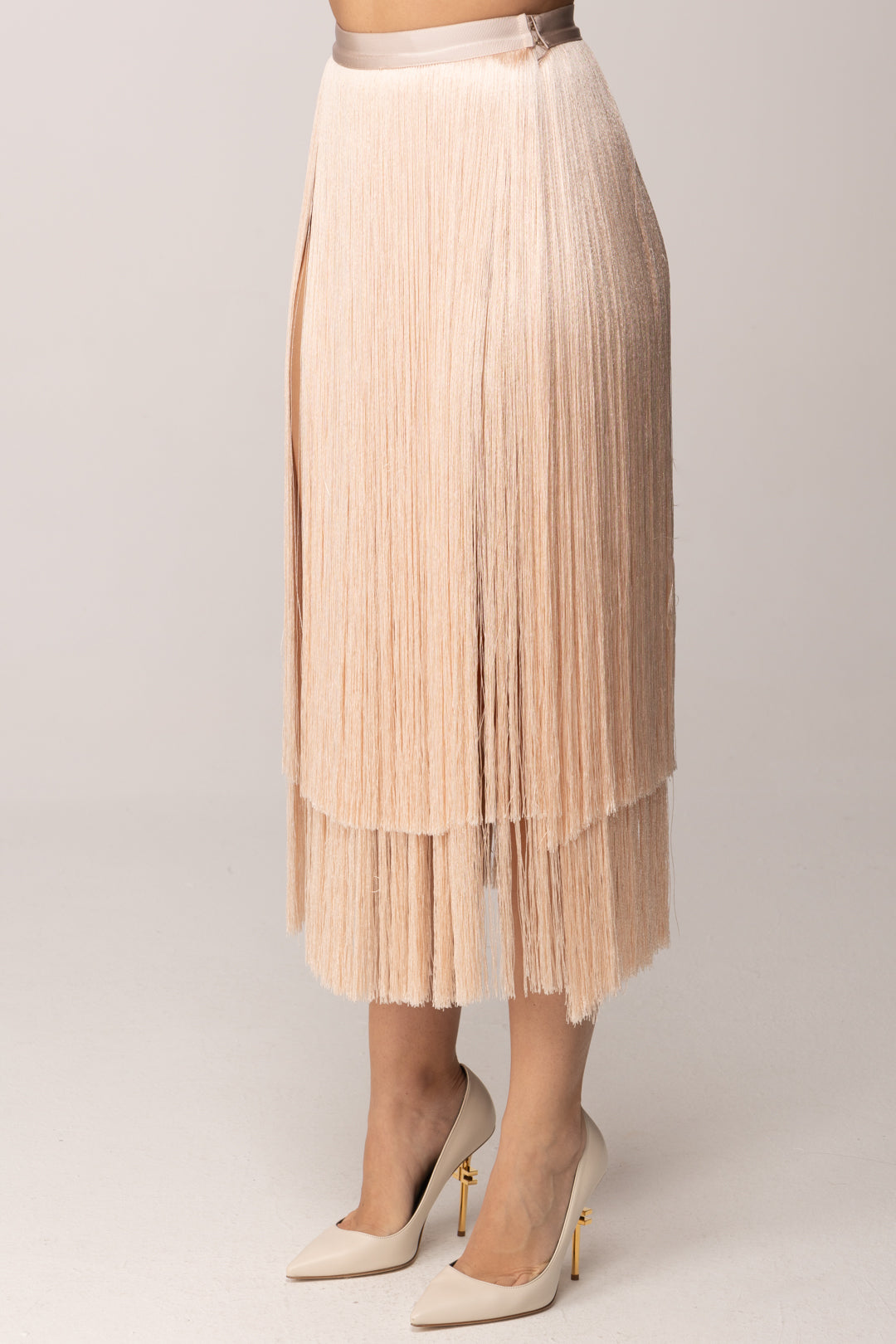 Elisabetta Franchi Gonna con Frange Lunghe GO19663E2 NUDE