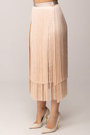 Elisabetta Franchi Gonna con Frange Lunghe GO19663E2 NUDE