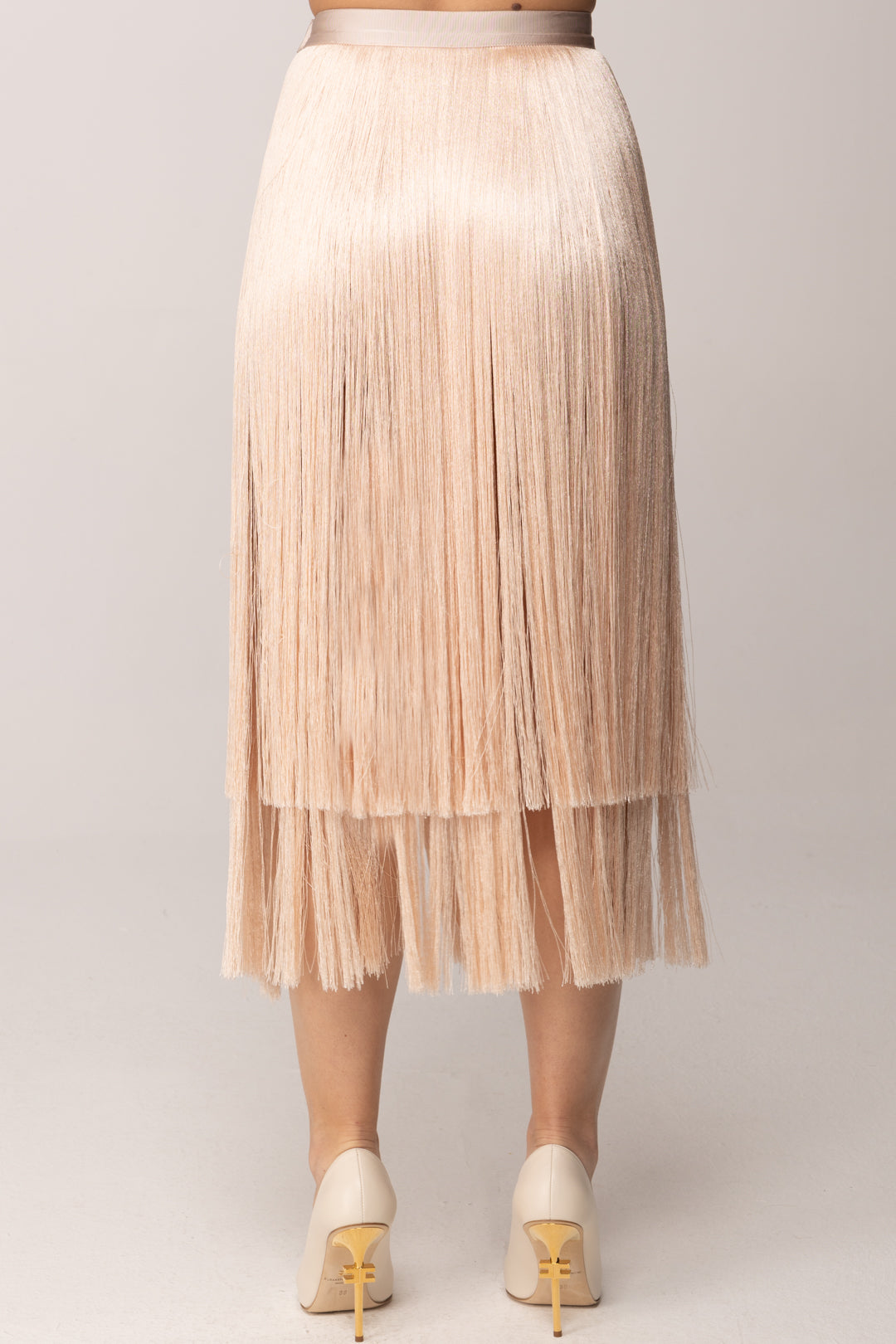 Elisabetta Franchi Gonna con Frange Lunghe GO19663E2 NUDE