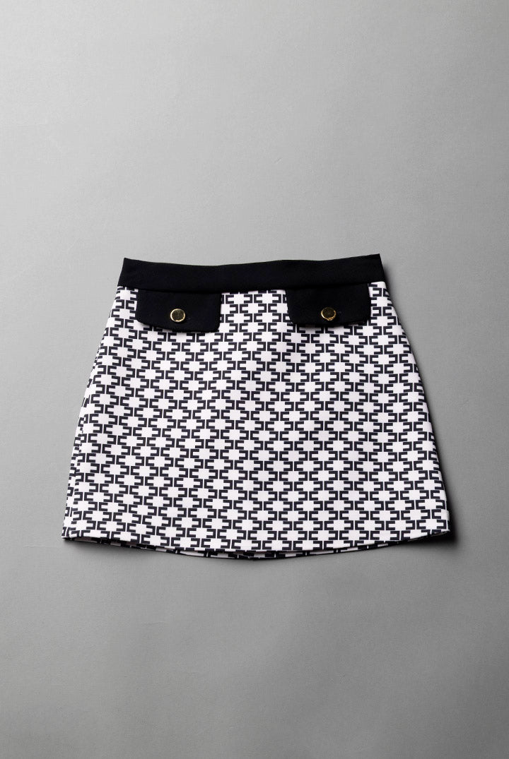 Elisabetta Franchi Bambina Gonna con Stampa Logo e Bottoni EFGO2310GA039.D596