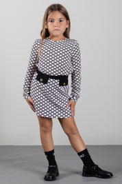 Elisabetta Franchi Bambina Gonna con Stampa Logo e Bottoni EFGO2310GA039.D596