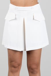 Elisabetta Franchi Bambina Gonna Corta In Crêpe con Piega Centrale e Tasche a Patta EFGO2290GA022.0067