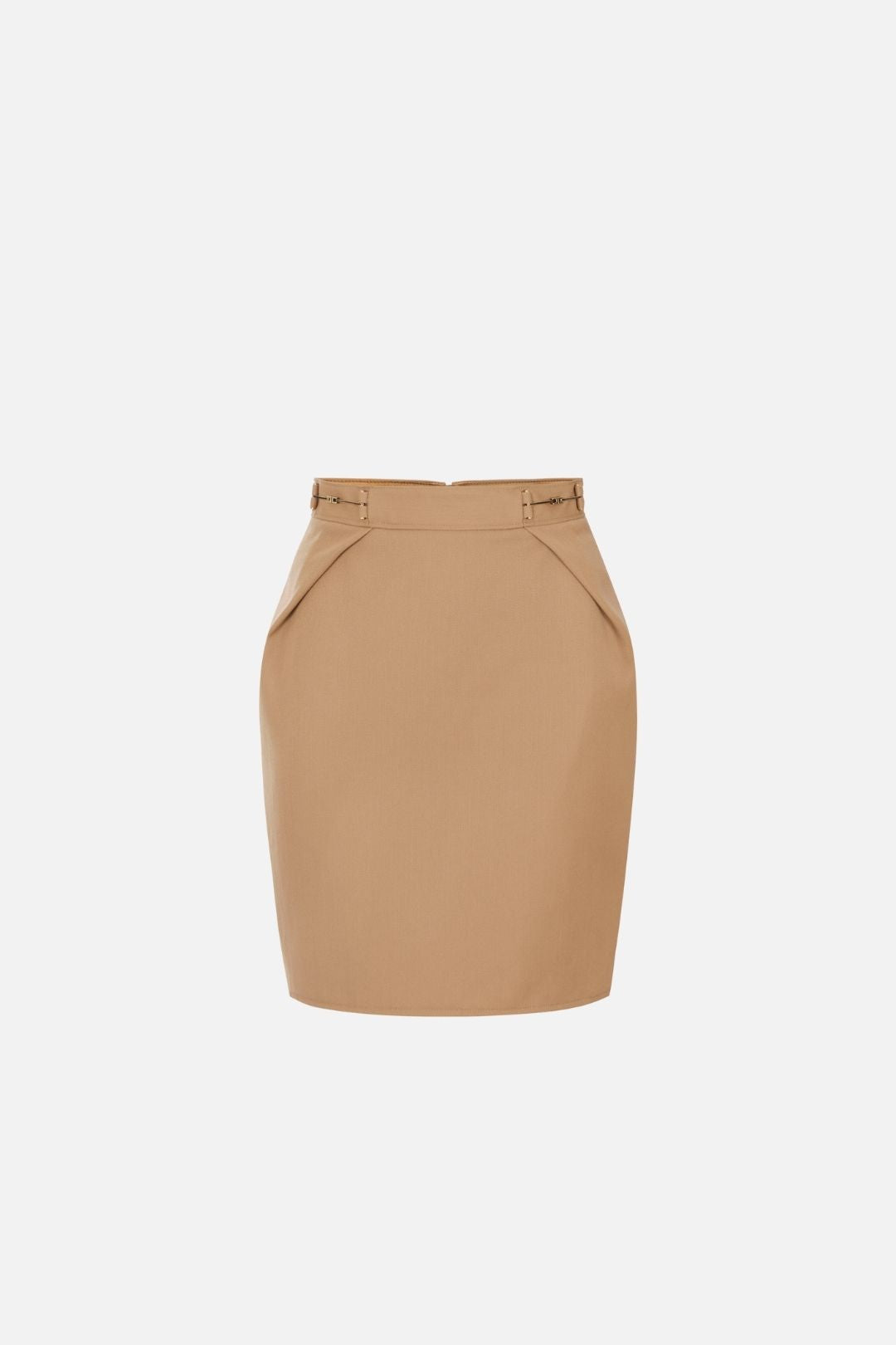 Elisabetta Franchi Gonna Corta In Gabardina con Morsetti Logo GO25067E2 DAINO