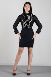 Elisabetta Franchi Gonna Corta In Gabardina con Morsetti Logo GO25067E2 NERO