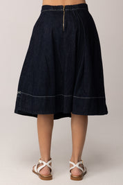 Elisabetta Franchi Bambina Gonna Flare In Denim con Logo Lettering EFGO2050DF011.4040