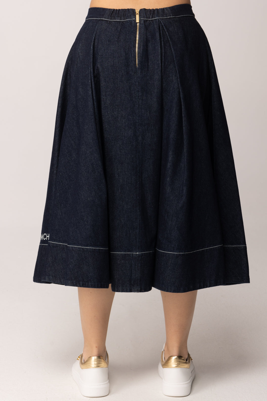 Elisabetta Franchi Bambina Gonna Flare In Denim con Logo Lettering EFGO2050DF011.4040