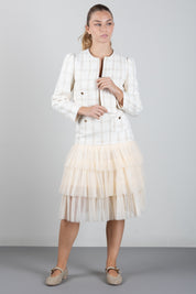 Elisabetta Franchi Bambina Gonna In Bouclé e Tulle a Balze EFGO2410TV163.0015