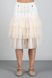 Elisabetta Franchi Bambina Gonna In Bouclé e Tulle a Balze EFGO2410TV163.0015