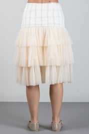 Elisabetta Franchi Bambina Gonna In Bouclé e Tulle a Balze EFGO2410TV163.0015
