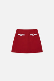 Elisabetta Franchi Bambina Gonna In Crepe con Pattine Ricamate EFGO2300GA022.3728