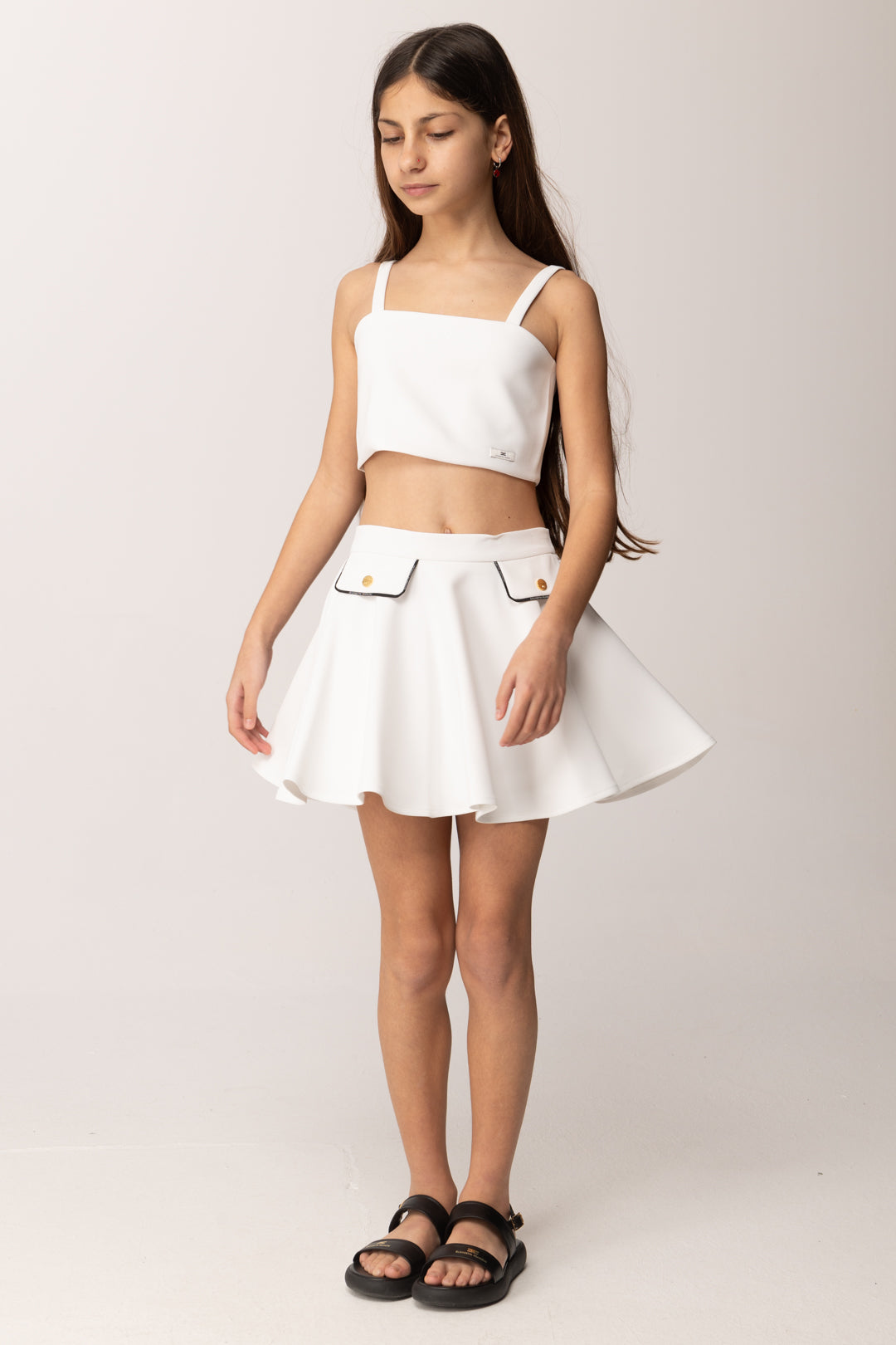 Elisabetta Franchi Bambina Gonna In Crepe con Tasche Profilate EFGO2110GA022.0100