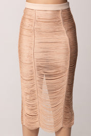 Elisabetta Franchi Gonna In Crêpe Leggero con Multi-tagli GO18163E2 NUDE
