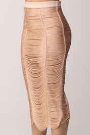 Elisabetta Franchi Gonna In Crêpe Leggero con Multi-tagli GO18163E2 NUDE