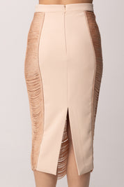 Elisabetta Franchi Gonna In Crêpe Leggero con Multi-tagli GO18163E2 NUDE
