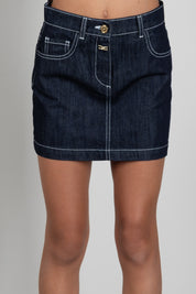 Elisabetta Franchi Bambina Gonna In Denim con Placca Logo EFGO233CDF011.4040