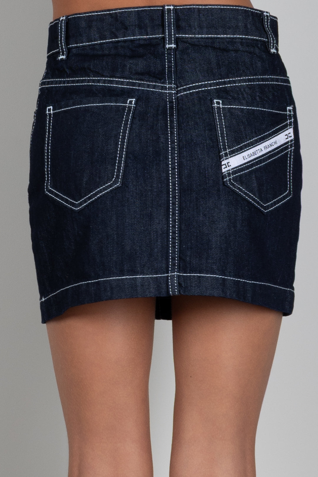 Elisabetta Franchi Bambina Gonna In Denim con Placca Logo EFGO233CDF011.4040