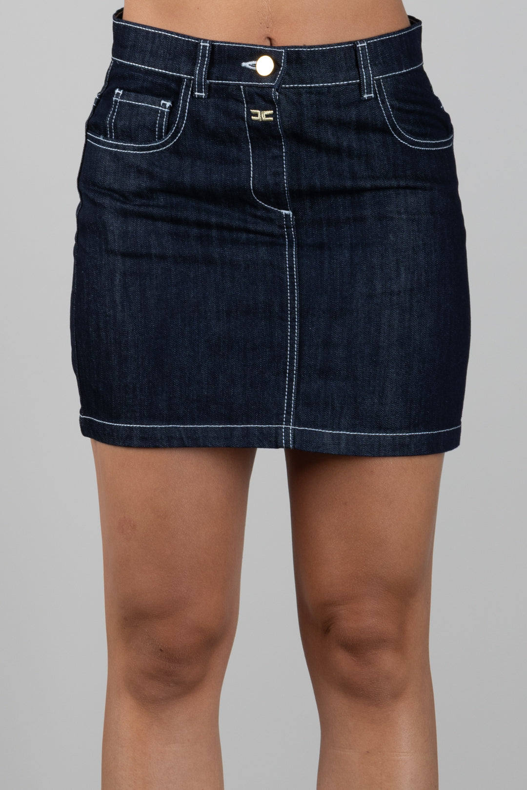 Elisabetta Franchi Bambina Gonna In Denim con Placca Logo EFGO233CDF011.4040