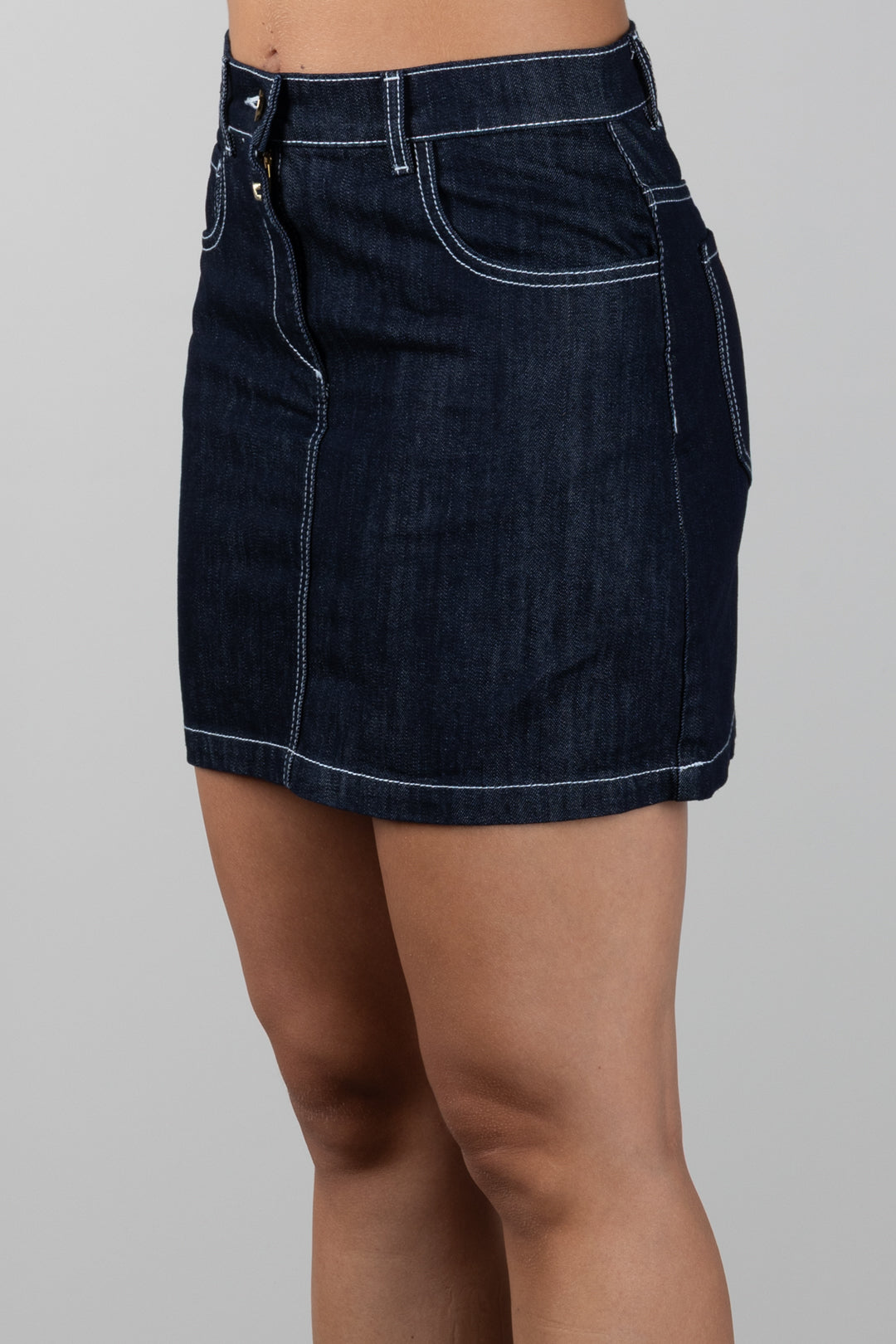 Elisabetta Franchi Bambina Gonna In Denim con Placca Logo EFGO233CDF011.4040
