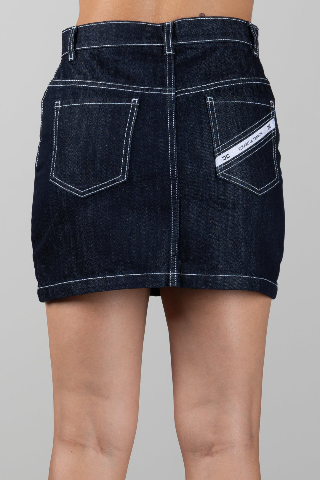 Elisabetta Franchi Bambina Gonna In Denim con Placca Logo EFGO233CDF011.4040